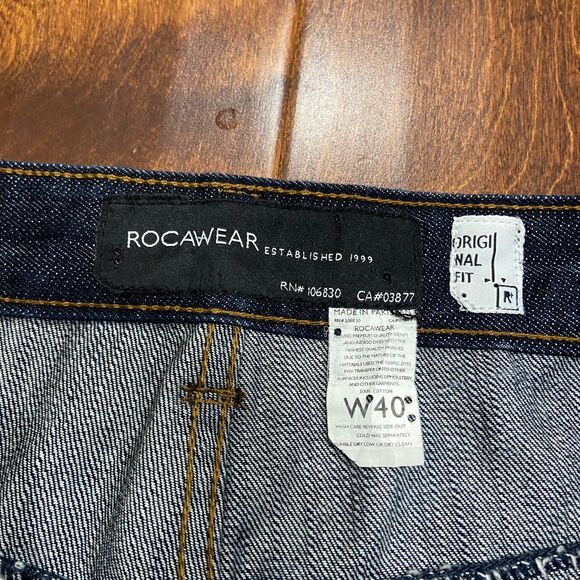 Rocawear Vintage Y2K Baggy Grunge Skater Embroidered Dark Denim Jeans 40 x 34 - Picture 7 of 10
